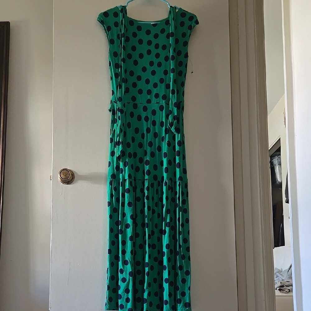 Boden Jersey Green Polka Dot Maxi Dress